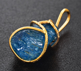 Золотой кулон с необработанным голубым апатитом 10,8 карата Золото