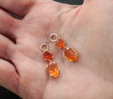 Золотые подвесы для серег с чистейшими мексиканскими «огненными» опалами 4,08 карата