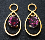 Золотые подвесы для серег с чистейшими родолитами 2,73 карата