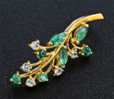 Золотой кулон с яркими "неоновыми" уральскими изумрудами 0,37 карата и лейкосапфирами