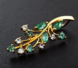 Золотой кулон с яркими "неоновыми" уральскими изумрудами 0,37 карата и лейкосапфирами Золото