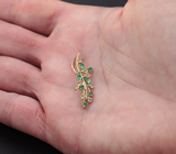 Золотой кулон с яркими "неоновыми" уральскими изумрудами 0,37 карата и лейкосапфирами