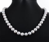 Массивное золотое колье с отборным крупным серебристым морским жемчугом барокко 348 карата Золото