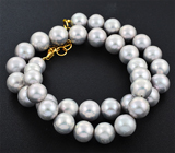 Массивное золотое колье с отборным крупным серебристым морским жемчугом барокко 348 карата Золото