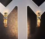 Золотые серьги с яркими насыщенными уральскими александритами 0,34 карата и бриллиантами Золото