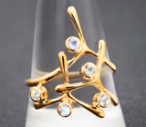 Золотое кольцо с ограненными лунными камнями Золото