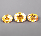 Набор из 3 желтых сапфиров 0,8 карата 