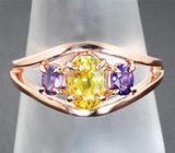 Комплект с ярко-желтыми и пурпурными сапфирами 5,04 карата