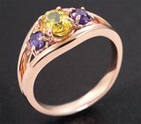 Комплект с ярко-желтыми и пурпурными сапфирами 5,04 карата