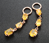 Комплект с ярко-желтыми и пурпурными сапфирами 5,04 карата Серебро 925