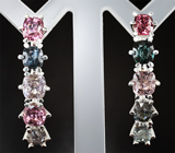 Серьги с разноцветными шпинелями 10,82 карата Серебро 925