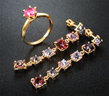 Комплект с разноцветными шпинелями 11,44 карата Золото