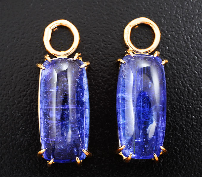 Подвесы для серег с крупными насыщенными танзанитами 19,81 карата