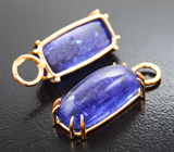 Подвесы для серег с крупными насыщенными танзанитами 19,81 карата Золото