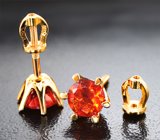 Золотые пусеты с яркими ограненными мексиканскими «огненными» опалами 0,99 карата