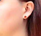 Золотые пусеты с яркими ограненными мексиканскими «огненными» опалами 0,99 карата Золото