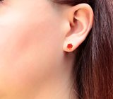 Золотые пусеты с яркими ограненными мексиканскими «огненными» опалами 0,99 карата