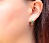Золотые серьги с зеленовато-голубыми и бесцветными муассанитами 1,93 карата