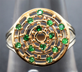 Комбинированное кольцо из золота и серебра с яркими цаворитами 0,43 карата 