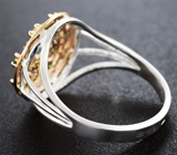 Комбинированное кольцо из золота и серебра с яркими цаворитами 0,43 карата 