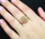 Комбинированное кольцо из золота и серебра с яркими цаворитами 0,43 карата 