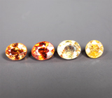 Набор из 4 желтых и оранжевых сапфиров 1,08 карата 