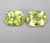 Пара желтовато-зеленых сфенов высокой дисперсии 2,51 карата 