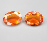 Пара чистейших мексиканских ограненных «огненных» опалов 1,83 карата 