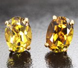 Золотые пусеты с желтыми турмалинами 1,89 карата