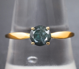 Золотое кольцо с голубовато-зелёным уральским александритом 0,81 карата Золото