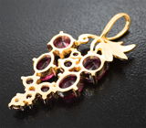 Золотой кулон с рубеллитами турмалинами 2,1 карата и родолитами гранатами Золото