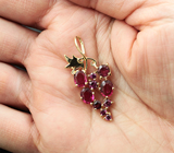 Золотой кулон с рубеллитами турмалинами 2,1 карата и родолитами гранатами Золото