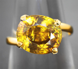 Золотое кольцо с крупным золотистым сфеном редкой огранки 5,69 карата Золото