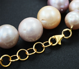 Массивное золотое колье с крупным розовым и кремовым морским жемчугом барокко 363,55 карата Золото