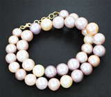 Массивное золотое колье с крупным розовым и кремовым морским жемчугом барокко 363,55 карата Золото