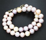 Массивное золотое колье с крупным розовым и кремовым морским жемчугом барокко 363,55 карата