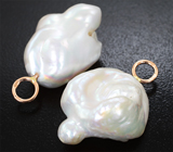 Подвесы для серег с кремово-белым морским жемчугом барокко Золото