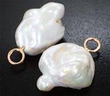 Подвесы для серег с кремово-белым морским жемчугом барокко