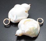 Подвесы для серег с кремово-белым морским жемчугом барокко