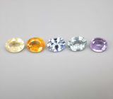 Набор из 5 разноцветных сапфиров 2 карата 