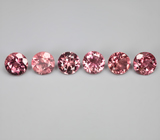 Набор из 6 розовых турмалинов 5,23 карата 