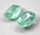Пара уральских голубовато-зеленых бериллов 13,39 карата 