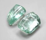 Пара уральских голубовато-зеленых бериллов 10,42 карата 
