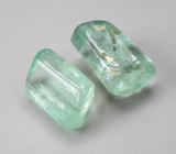 Пара уральских голубовато-зеленых бериллов 13,86 карата 