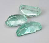 Набор из 3 уральских голубовато-зеленых бериллов 7,03 карата 