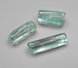 Набор из 3 уральских голубовато-зеленых бериллов 10,05 карата 