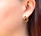 Серьги из золота и серебра с яркими турмалинами 4,38 карата, диопсидами и сапфирами Золото