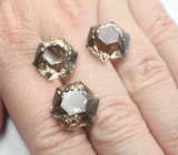 Набор чистейшего дымчатого кварца португальской огранки 36,4 карата 