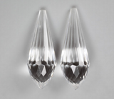 Пара бриолетов чистейшего бесцветного кварца португальской огранки 19,6 карата 