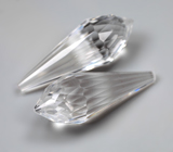Пара бриолетов чистейшего бесцветного кварца португальской огранки 19,6 карата 